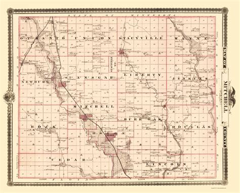 Old County Maps Mitchell County Iowa Landowner Ia By Andreas 1874