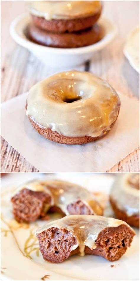 Baked Chocolate Peanut Butter Donuts With Vanilla Peanut Butter Glaze