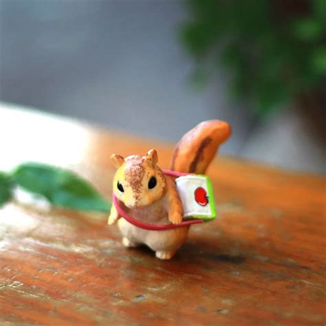 Mini Cute Squirrel Resin Action Figures Capsule Toys Microlandscape
