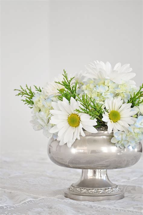Athena And Eugenia Winter Flower Arrangements Daisies And Hydrangeas