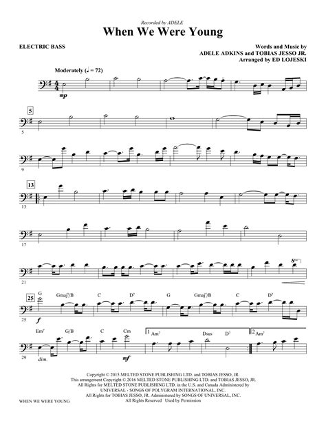 'when we were young' is taken from the new album, 25. When We Were Young (arr. Ed Lojeski) - Bass Sheet Music ...