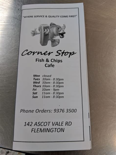 Corner Stop Fish And Chips Cafe 142 Ascot Vale Rd Flemington Vic