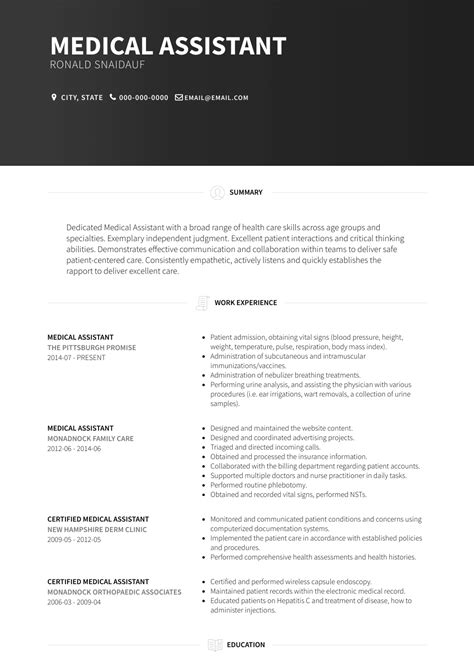 Use the format of this professional resume to develop your own your resume should clearly communicate to a potential employer that you are able to successfully perform. Medical Assistant - Resume Samples and Templates | VisualCV