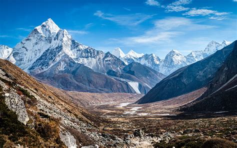 Hd Wallpaper Snow Covered Mountain Himalayas Ama Dablam Temple