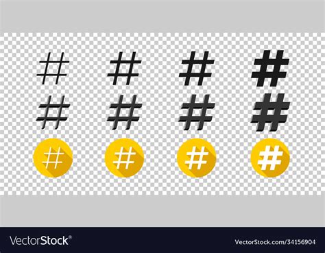 Hashtags Icons Flat Style Hashtag Royalty Free Vector Image