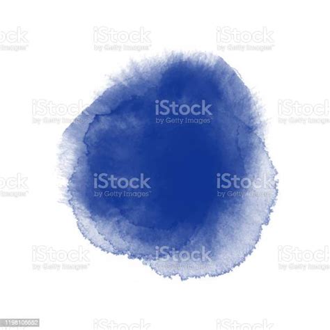Navy Blue Watercolor Circle Splash Isolated On White Background Border