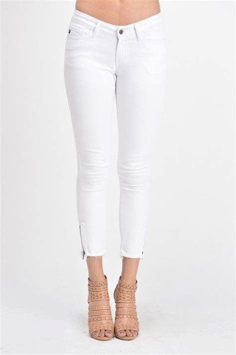 Tatum White Frayed Hem Ankle Zip Jeans Piper Street White Skinnies White Capris White Skinny