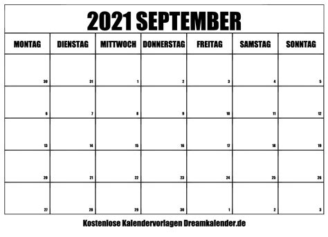 Weitere ideen zu kalender, kalender zum ausdrucken, kalender vorlagen. Kalender September 2021