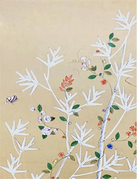 Gracie Handpainted Silk Chinoiserie Panel With Goldleaf Frame 1 Of 2
