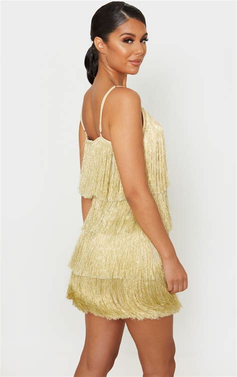 White Gold Fringe Cocktail Dress Dresses Images