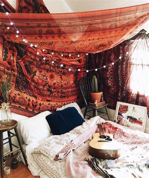 Tapestry And Fairy Lights House Rooms Bohemian Bedroom Decor Home