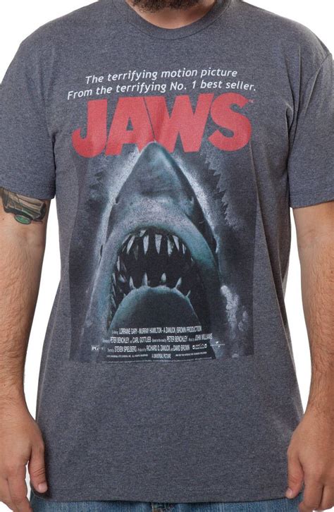 Jaws Poster Shirt Terrifying Motion Picture From Best Seller Jaws