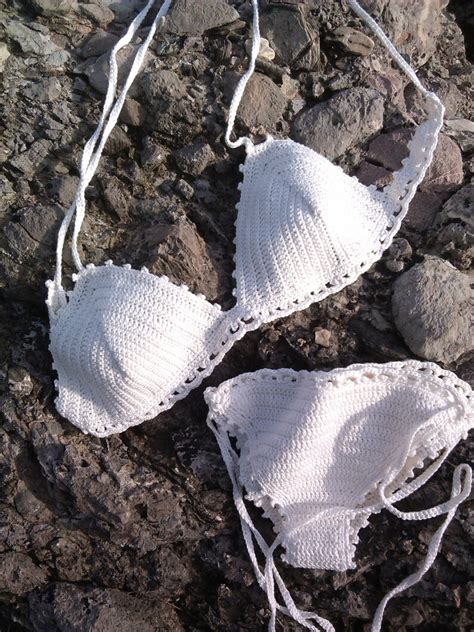 crochet bikini set in milky white can be made in any color etsy