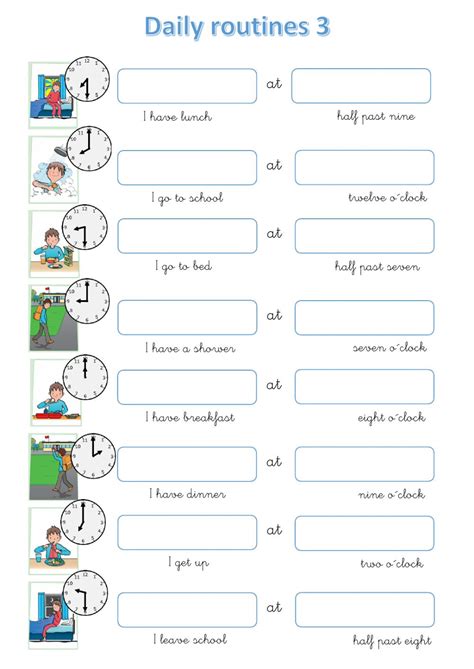 daily routines  interactive worksheet