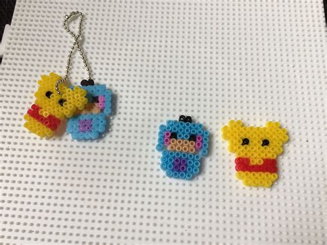 Winnie The Pooh Keychain Mini Hama Perler Beads Easy Perler Beads