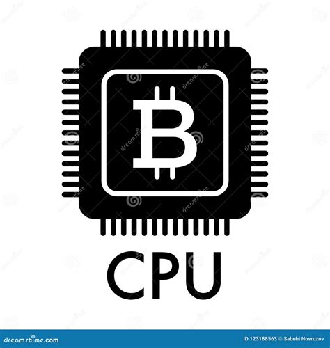 Bitcoin Processor Solid Icon Vector Illustration Isolated On White