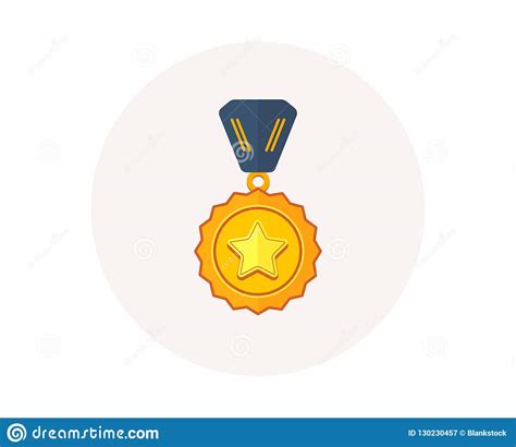 Winner Medal Icon Golden Prize Sign Success Award Symbol First Place