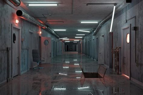 Premium Photo Emergency Bunker Corridor Of The Secret Laboratory