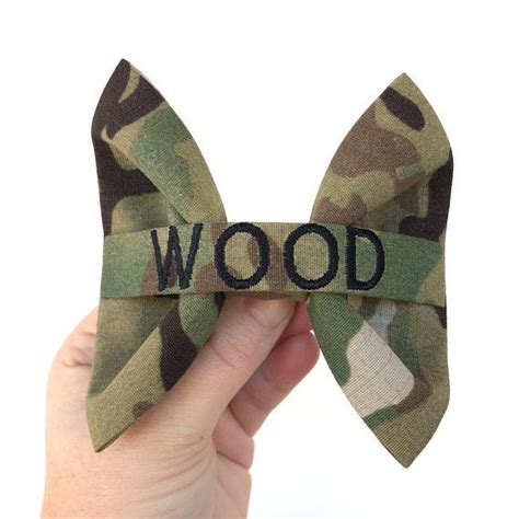 Personalized Army Hair Bow In Ocp Fabric Nametape Bow Army Girlfriend Army Wife Military