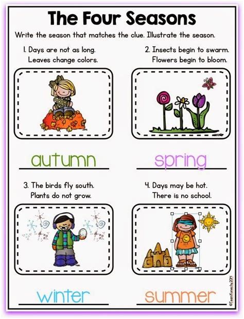 The Four Seasons Classroom Freebies Seasons Lessons Weather
