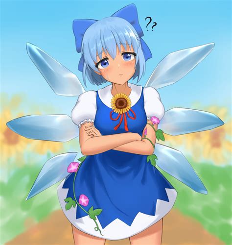 Cirno Tanned Cirno Touhou Absurdres Artist Request Highres Tagme Girl Blue Dress Blue