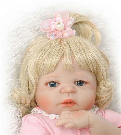 Npk 22 Full Body Silicone Reborn Baby Girl Dolls Blonde Wavy Hair Real