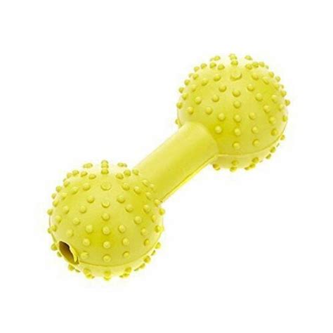 Classic Pet Products Rubber Pimple Dumbbell Dog Toy Yellow Small