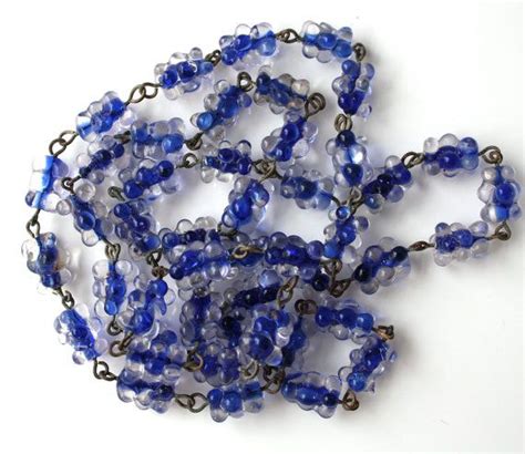 Vintage Czech Blue Glass Beads Old Necklace By Thekeepdrawer Blue