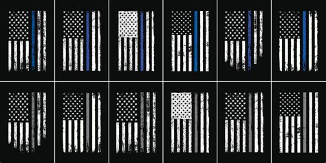 Thin Blue Line Flag. Thin Gray Line Design With USA Flag 13819897