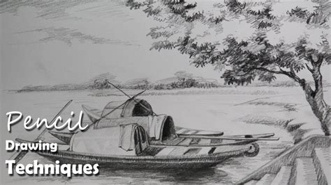Pencil Drawing Tutorial How To Draw Boats And A Riverside Landscape