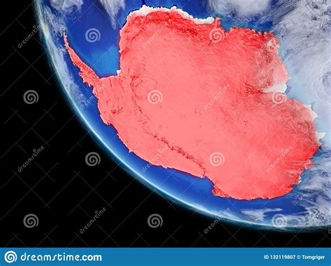 Antarctica In Red From Space On Earth Stock Illustration Illustration