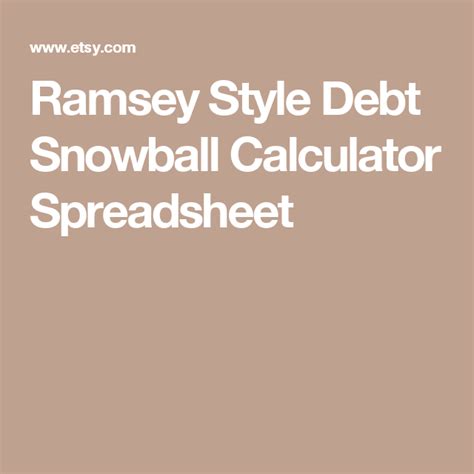 Some are free while others may charge a small fee. Ramsey and Barefoot Investor Style Debt Snowball ...