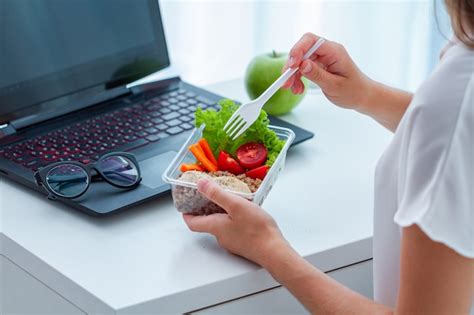 Premium Photo Healthy Snack At Office Workplace Business Woman