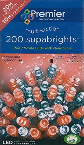 Premier Multi Action 200 Supabrights Led Christmas Lights 20m Lit Red