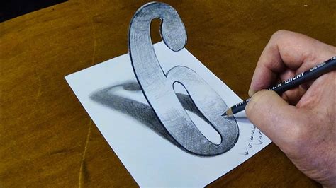 Drawing Number 6 How To Draw 3d Number Six With One Pencil Vamos