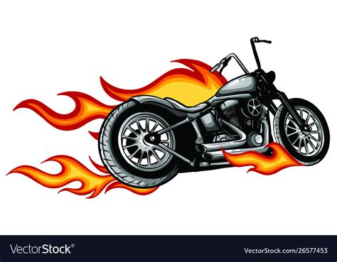 Motorcycle With Fire And Flames Royalty Free Vector Image