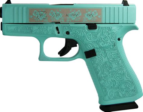 Glock 43x Gen 4 9mm Pistol Custom Engraved Glock And Roses Tiffany