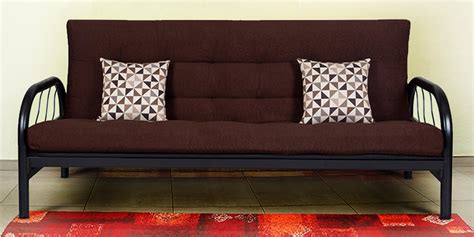 Buy Beirut Metallic Three Seater Sofa Cum Bed With Brown Mattress By