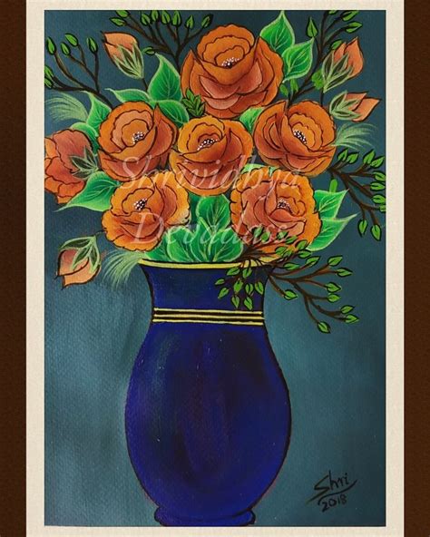 Flowers In A Vase Painting Art Flower Vases