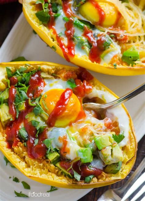 Avocado And Egg Spaghetti Squash Boats Recipe Ifoodreal