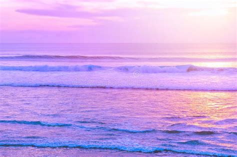 Lilac Sunset Over Sea Stock Photo Image Of Quivering 181610706