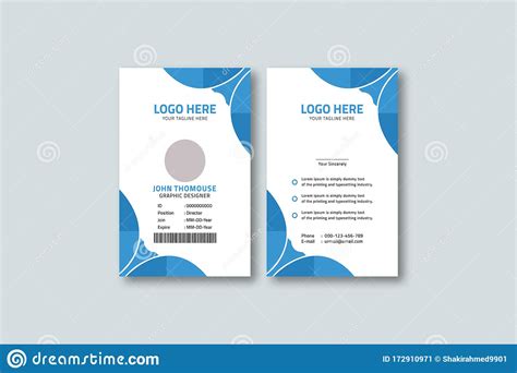 Corporate Vertical Blue Id Card Template Design Stock Vector