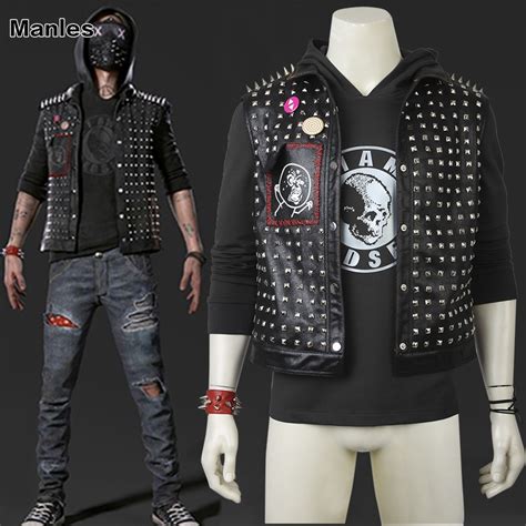 Watch Dogs 2 Costume Wrench Cosplay Costume Black Vest Dedsec Hoodie