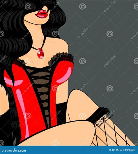 Brunette In Red Corset Stock Vector Illustration Of Clothes 46124767