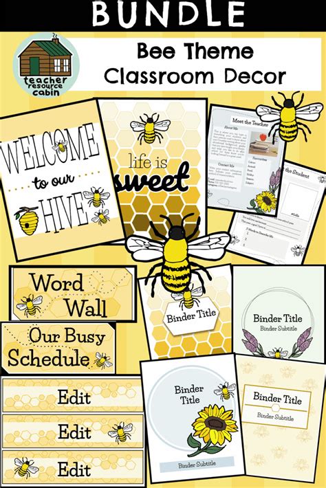 Bee Classroom Theme Decor Bundle Editable Bee Themed Classroom Bee