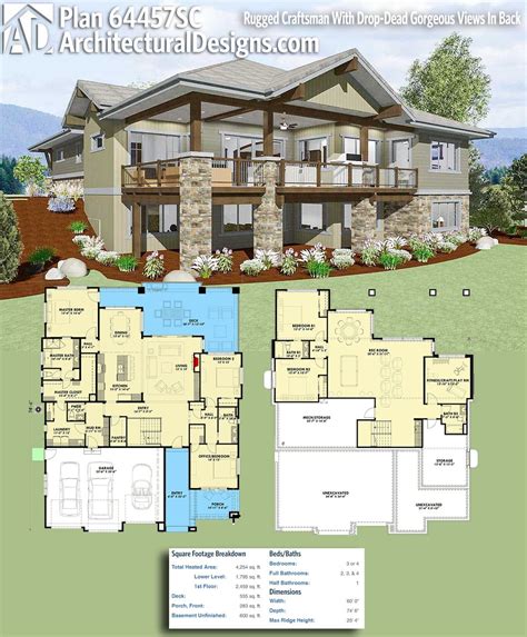 Plan 64457sc Rugged Craftsman With Drop Dead Gorgeous Views In Back