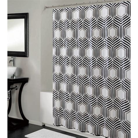 Bath Bliss 72 In W X 70 In L Black Geometric Mildew Resistant Evapeva Shower Curtain In The