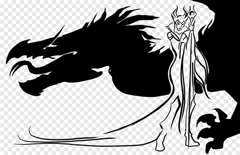 Maleficent Silhouette Dragon Drawing Silhouette Horse White Png Pngegg