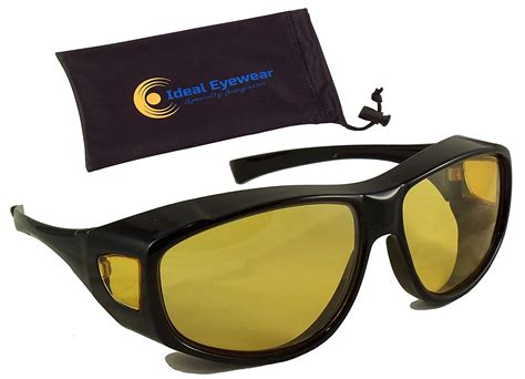 buy night driving fit over glasses by ideal eyewear wear over prescription glasses yellow