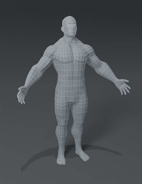 3d Model Superhero Male Body Base Mesh 3d Model Vr Ar Low Poly